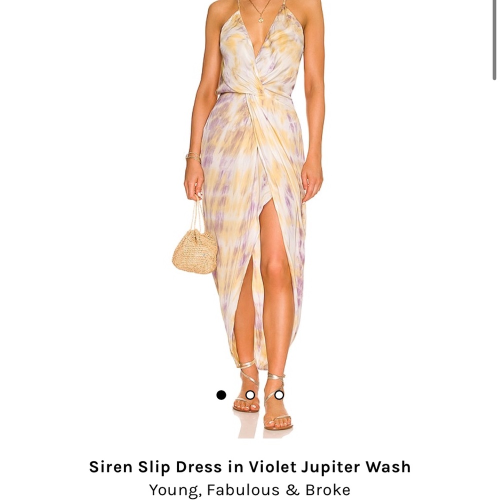YFB Young Fabulous & Broke Siren Slip Dress purple yellow tie dye wrap satin